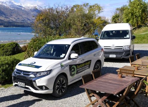 Routeburn track transport  in electric vehicle. , New Zealand