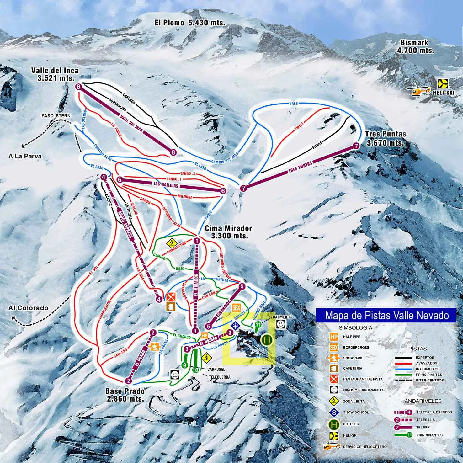 Valle Nevado Guide, Map of tracks