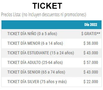 precios ticket andarivel  Valle Nevado