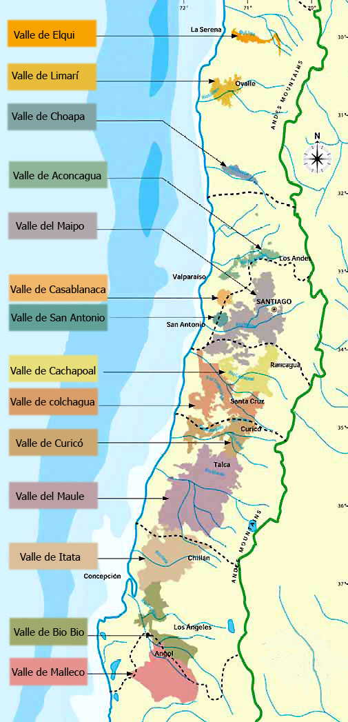 Valles de Vinos en Chile