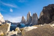 Base of the Towers, from the viewpoint of the lagoon Guide of Torres del Paine, CHILE