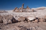 In the middle of the Valley of the Moon, you can find Las Tres Marías. Stone formations eroded by salt and desert wind..  San Pedro de Atacama - CHILE