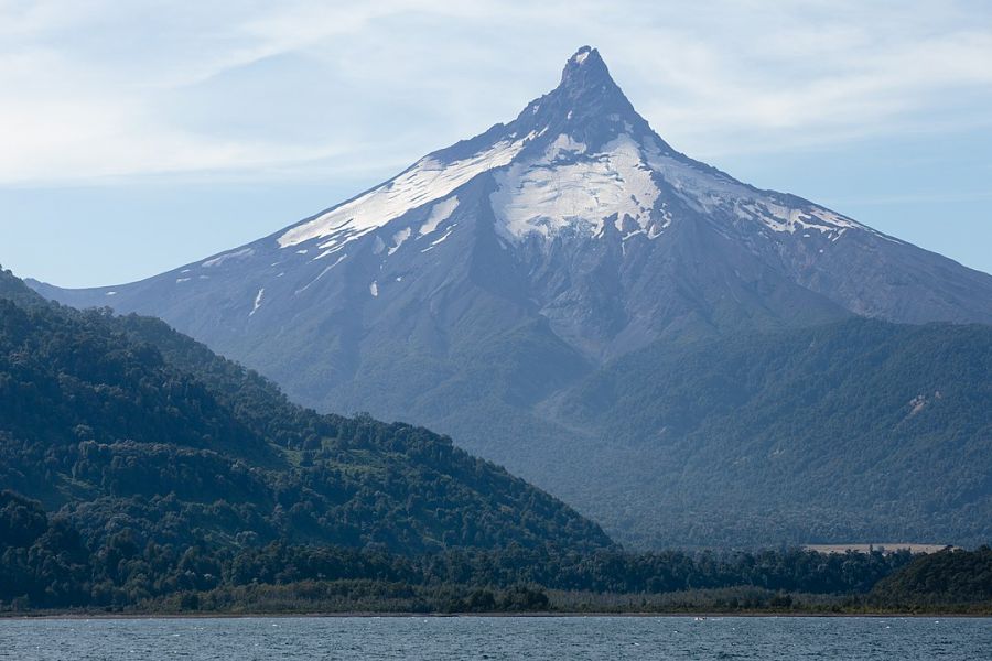 The Puntiagudo Volcano is 30 km northeast of the Osorno Volcano and 98 km northeast of Puerto Varas. Puerto Varas, CHILE