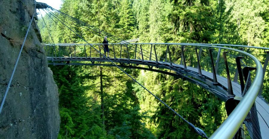 The Capilano Suspension Bridge spans the Capilano River in the District of North Vancouver, in Vancouver, British Columbia, Canada. Vancouver, CANADA