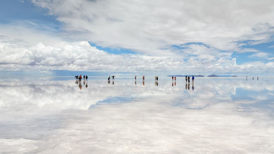 Salar de Uyuni with palace of salt hotel , , 