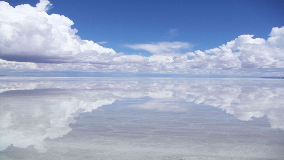 Salar de Uyuni with palace of salt hotel , , 