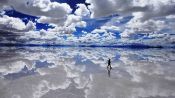 Salar de Uyuni with palace of salt hotel , , 