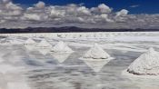 Salar de Uyuni with palace of salt hotel , , 