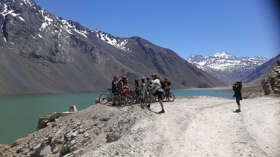 THE ANDES IN MOUNTAIN BIKE. RESERVOIR DEL YESO, Santiago, CHILE