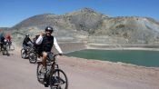 THE ANDES IN MOUNTAIN BIKE. RESERVOIR DEL YESO, Santiago, CHILE