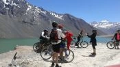 THE ANDES IN MOUNTAIN BIKE. RESERVOIR DEL YESO, Santiago, CHILE