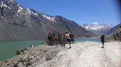 THE ANDES IN MOUNTAIN BIKE. RESERVOIR DEL YESO, Santiago, CHILE